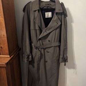 Vintage London Fog Men's Size 46 Regular Green Trench Coat Removable Liner